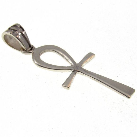 Handcrafted Solid 925 Sterling Silver Ancient Egyptian Ankh Cross Pendant - Picture 3 of 5